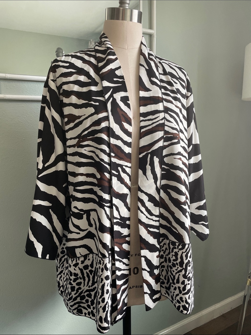 Zebra Print Open Front Jacket